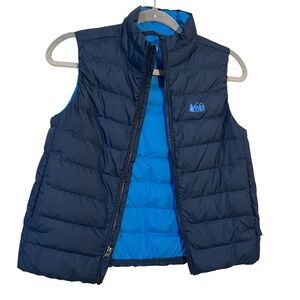REI Co-Op Down Filled Two Tone Blue Puffer Vest Size Medium Outdoor Warm Layers